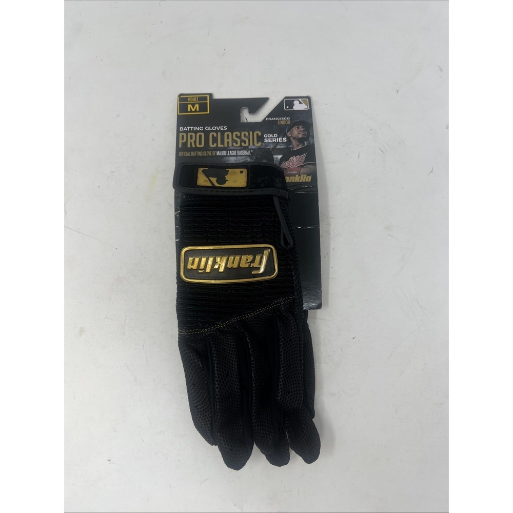 Franklin Pro Classic Gold Adult‎ Batting Gloves Adult Medium Black NEW